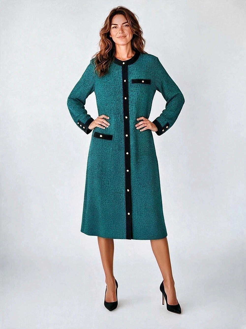 Vintage Albert Nipon Button-front Shirt Dress Chic Designer Size 12 Chic Capsule